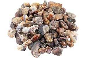 Shanxing Natural Rough Stones Crystals Bulk for Cabbing, Rocks for Tumbling, Healing Crystals for Wiccan Chakra Energy, Fountain Rocks Home Decoration, Striped Agate(1 pound,about 460 gram)