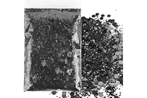 RUOXIXI 50g Negro Mezclada Lentejuelas Purpurina Set,para Manualidades Navidad Decoración Cabello Ojos Rostro y Maquillaje Festivo con Purpurina de Larga Duración,Cuatro Tamaños (0,2 mm,1 mm,2 mm,3 mm)