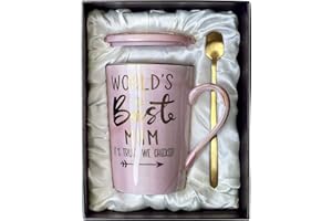 ALBISS Mum Birthday Gifts for Mum from Daughter Son - World's Best Mummy Mug, Funny Christmas Presents for New Mother to Be, 14Oz Pink Marble Ceramic Coffee Cup with Gold, Greeting Card, Neatly Gift Boxed