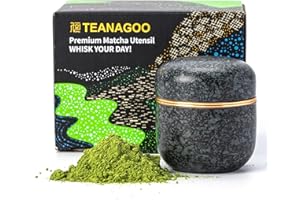 ‎TEANAGOO TEANAGOO Ceramiczny pojemnik na herbatę Matcha | stopu aluminium, podwójne uszczelnienie zapewniające świeżość, 2,8 uncji, na 18 g proszku Matcha, idealny w podróży i w domu - X1, Charcoal Grey