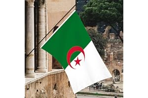 HPMAISON Drapeau de l'Algérie Drapeau Algérien Parade Décoration Fête Célébration Coupe du Monde Double Couture Drapeaux Décoratifs Couleurs Vives Pas de Décoloration Algérie 150 * 90cm/5x3 ft