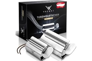 ‎VALUXE VALUXE® Premium Tubenquetscher [2 Größen] – Zahnpasta Ausdrücker aus Edelstahl – Effektive Tubenpresse – inkl. Aufhängeschlaufe – Restloses Ausdrücken garantiert
