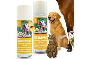 EMMA Set di Pronto Soccorso per Cavalli I Spray all'argento + Spray allo Zinco I Protezione delle ferite Spray per Cani I Guarigione delle ferite Spray all'argento I Gesso Spray per Cani 2 * 200ml