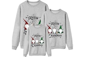 Générique Pull de Noël pour la Famille Femme Homme Enfants Famille Longue Manches Tops Christmas Sweater Pulls De Noël Familles Col Rond Christmas Sweatshirt Hiver Chaud Pull de Noël Femmes 1