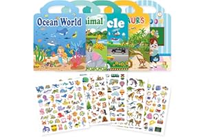 Meafeng® Confezione da 5 libri adesivi, giocattoli per bambini dai 2 ai 3 ai 4 anni per bambini, ragazzi e ragazze, giocattoli educativi, regali di compleanno