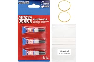 VIDA SOL Pegamento Instantáneo Extreme Super Glue Multiusos, Ultra Fuerte Para Madera, Plástico, Caucho, Metal, Papel, Cerámica, etc. Pega en 10 Segundos, Secado Rápido y Duradero, 3x1G