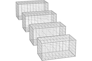 Songmics Gabione Stone Basket for Garden Fence Silver