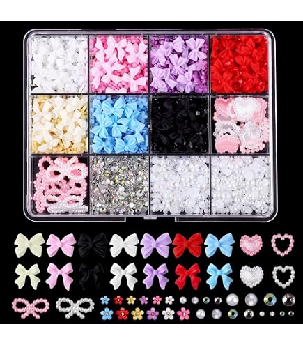 100 Stück 3D Nageldeko-Sets – Harz-Schleifen, Strasssteine & Anhänger Für Nail Art DIY