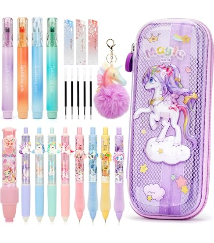 Astuccio per mate 3D a forma di unicorno carino, scatola per cancelleria a cartoni animati, custodia per mate colorate per ragazze, custodia per