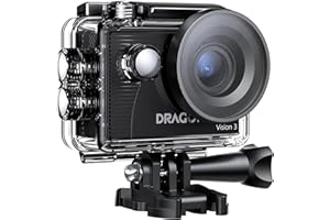 Dragon Touch Caméra Sport, 4K 30FPS 20MP Action Caméra sous-Marine WiFi Grand Angle 170° avec Écran Ultra HD de 2 Pouces, Télécommande 2.4G, Kit d'Accessoires de Montage et 2 Batteries - Vision 3