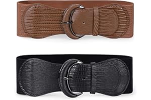 WERFORU Women Stretchy Wide Waist Belt, Ladies Fashion Elastic Belts with Hook Buckle for Dress Jumpsuit Long shirt Long coat