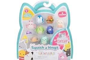 Squish-a-longs SQAL0022 - 8er Pack, Serie 1, Style 1, enthält 8X 2,5cm Mini Squish mit 2X Zubehörteilen, 1x Ring und 1x Sammelanleitung zum Sammeln, Tauschen und Spielen