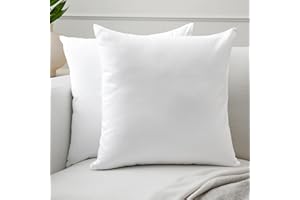 ENCASA XO Encasa Conjuntos de Almohadas de algodón de algodón de 2 I 20x20 in (50x50 cm) - Blanco I No Insertar I Plain Square Cubas de Almohadas I Lavable | Solamente para Uso en Interiores
