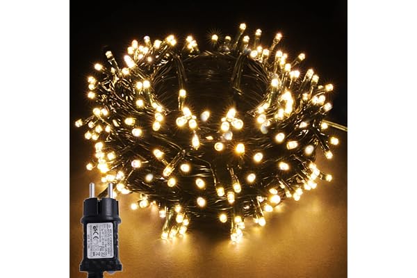 YOSION Guirlande Lumineuse LED 33M avec 12 Modes, Minuterie, pour Noël, Sapin, Jardin, Fêtes, Mariages, Anniversaire, Nouvel An (300 LEDs, Blanc Chaud)