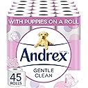 Andrex Gentle Clean Toilet Rolls - 45 Pack - Bulk Buy- Gentle and Soft on Your Family's Skin - Dermatologically Tested