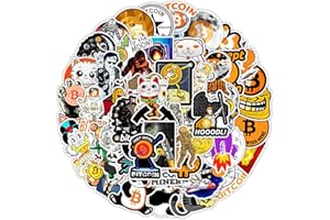 AFFOTO 50 Uds Bitcoin Pegatinas para Botellas de Agua Portátiles,Maleta,Bicicletas,Monopatín,Guitarra,Casco,Equipaje,Coche,Bitcoin Impermeable Stickers de Vinilo para Niños y Niñas,Adolescentes
