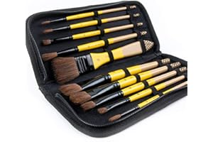 ARTIFY ART SUPPLIES ARTIFY 10 set di pennelli per pittura include una custodia per il trasporto, crine di cavallo naturale per pittura a olio, acquerello e guazzo, per bambini e adulti, principianti e professionisti