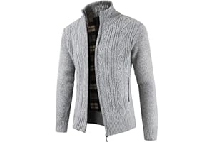 YAOHUOLE Strickjacke Herren Langarm Pullover Herren Langarm Cardigan Zopfmuster Grobstrick Strickjacke Warm in Winter
