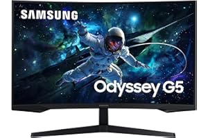 Samsung Monitor Gaming Odyssey G5 (S32CG554), Curvo (1000R), 32", 2560x1440 (WQHD 2K), HDR10, VA, 165 Hz, 1 ms (MPRT), FreeSync, HDMI, Display Port, Ingresso Audio, Flicker Free, Eye Saver Mode