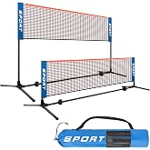 AKOZLIN Portable Badminton Net Set, Height Adjustable Badminton Pickleball Net with Poles and Carry Bag for Badminton, Volley