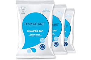 DYMACARE No Rinse Shampoo Cap | Rinse Free Shower Cap That Shampoos & Conditions - pH Balanced, Microwaveable, No Rinse Waterless Hair Wash (Set of 3 caps)