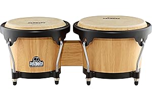 Nino Percussion Wood Bongo Instrument - Musikinstrument für Kinder ab 5 Jahren - 2 Handtrommeln - Siam Eiche, Natur und Schwarz (NINO3NT-BK)