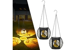 LIUWID Solares Exterior,2 Piezas Farolillos Solares Exteriorcon panel solar recargable USB de 1200 mAh, IP65 Impermeable Lampara Vintage Lampara Solar para Jardín, Césped, Fiesta Camping(colibrí)