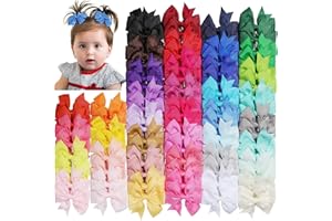 JEFFOUOO 80 Stück 3 Zoll Haarspangen Mädchen,Baby Haarspangen mit Schleife,Weiche Ripsband Haarschleifen-Clips,Kleinkinder Haarschleifen,Schleife Haarschmuck für Kinder,Mädchen,Geschenke,40 Farben in Paaren
