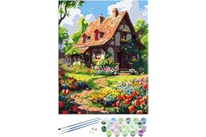 EOBROMD Peinture Numéros Adulte Fleur, DIY Peinture Acrylique pour Adultes Débutants sans Cadre, Hutte Peinture Acrylique Peinture comme Cadeau et Décoration 40x50cm