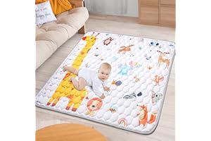 Aolso Tappeto da Gioco per Bambini, 127 x 127cm Tappeto Per Bambini e Neonati Reversibile,Tappeto Gioco Neonato Per la Camera del Bambino o della Bambina-Giraffa