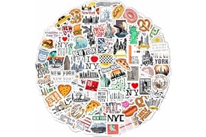 PADABAYKA 100 Pegatinas de Nueva York para Botellas de Agua y Portátiles - Favoritos y Decoraciones de Fiesta de Nueva York - New York Stickers