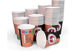 Inoverse Gobelets jetables en carton de 180 ml, gobelets à café à emporter, gobelets en carton, gobelets jetables pour thé, café, gobelets en papier, tasses à café à emporter, 100 pièces