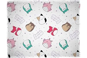 Character World Squishmallows offizielle Fleecedecke | Superweicher warmweißer Überwurf, helles Design