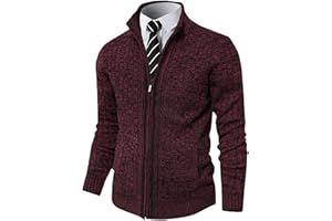 AOLI RAY Mens Knitted Cardigan Full Front Zipper Sweater with 2 Side Pockets