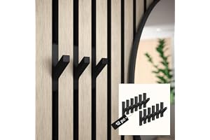 RICK enkla krokar för akustikpaneler svart från Wohnstahl | 12-pack, utan borrning, klicksystem, belastning 7 kg, panelspår 1