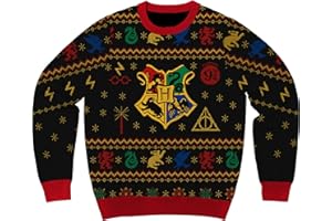 MAD ENGINE Harry Potter Hogwarts Houses Holiday Christmas Sweater Licensed