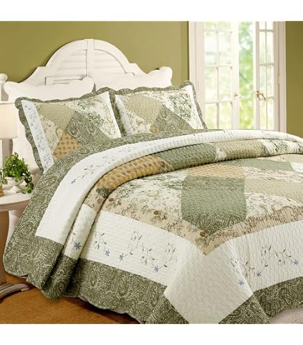 Chezmoi Collection Floral Patchwork Quilt Throw - 50"x71" 100% Cotton Reversible Vintage Style