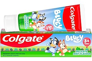 Colgate Kids Bluey Mint-Flavoured Fluoride Toothpaste 3+ Years – Gentle Toothpaste for Kids – Contains Dentist-Recommended Level of Fluoride – Maximum Cavity Protection – 4X Stronger Enamel*