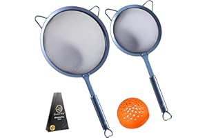 GOURMET EASY Set di colini in acciaio inox - 1 colino grande per pasta + 1 colino piccolo a maglia extra fine + 1 colino in silicone per barattoli - colino per riso, setaccio per farina da forno - colini