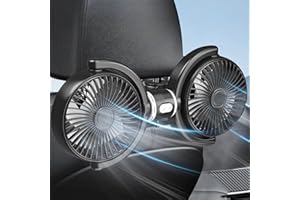 MeYuxg Ventilateur Voiture à Double Tête, Ventilateur USB Portable pour Siège Arrière, 3 vitesses réglables, rotation à 360° pour Enfants, Animal Domestique, SUV
