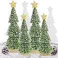 Pomefar 4Pcs Mini Christmas Tree, Small Pine Tree with Wooden Bases for Christmas Decorations Holiday Party Home Tabletop Decor