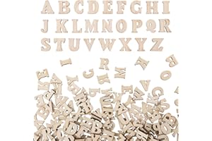 Nogeqi Set di 200 piccole lettere in legno dalla A alla Z, 15 mm, lettere naturali in legno, per fai da te, piccole lettere in legno spesse, piccoli numeri in legno per l'apprendimento e la