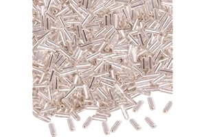 GKELALY 4000 Stück Röhrenperlen 2x7mm Rocailles Perlen für Armbänder, Lange Glasperlen Silber Tube Perlen Gerade Röhrchen Perlen Bastelperlen Kleine Perlen für DIY Halskette Ohrring Handwerk