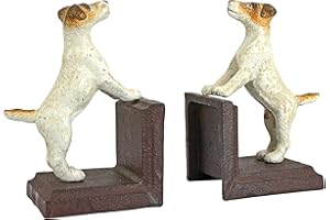 Design Toscano Jack Russell Terrier Dog Cast Iron Sculptural Dog Bookend Pair