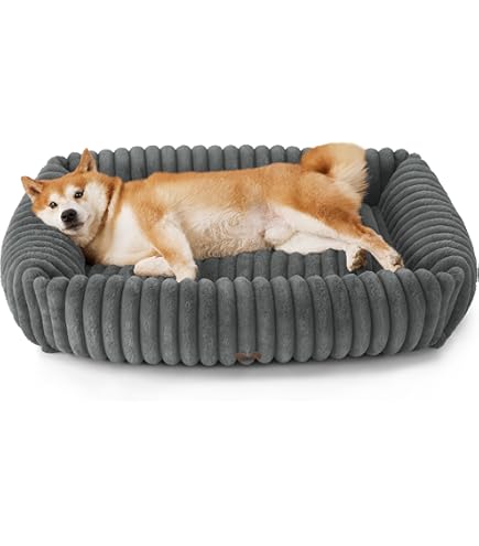 Bedsure Hondemand Fluffy voor Grote Honden - 106x76x20cm XL Wasbaar Hondemand voor Grote Honden, Vierkant Knuffelbed met Zachte Rand en Antislip Bodem, Grijs