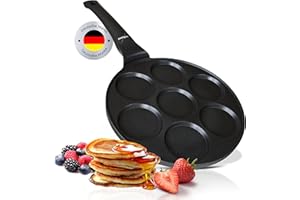 endusor Pancake Pfanne Induktion - Spiegeleipfanne Ø26cm mit 3-fach PowerShield-Beschichtung. Für alle Herdarten: Induktion Ceran Gas Elektro. Pfanne mit 4 Formen für Pancakes, Eier und Pfannkuchen