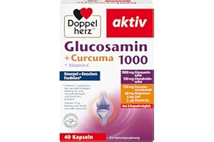 ‎DOPPELHERZ Doppelherz Glucosamin 1000 + Curcuma – Mit Vitamin C als Beitrag zur normalen Kollagenbildung für eine normale Knorpelfunktion – 40 Kapseln