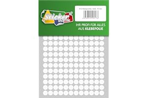 WP KLEBEPUNKTE Klebepunkte aus PVC Folie, wetterfest, Markierungspunkte Kreise Punkte Aufkleber (10 mm, weiß)