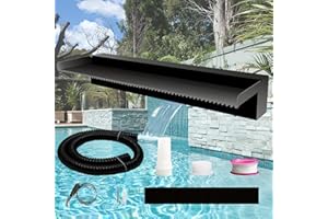 Weejian Pond Waterfall Spillway Pool Fountain Water Feature, Black Stainless Steel Fountain Outdoor, Swimming Pool Water River Waterfalls Kit for Garden Patio Ponds, 60 x 20 x 10 cm (no light)