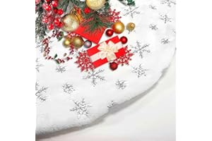 panemy Weihnachtsbaum Decke, Weihnachtsbaumdecke 90 cm Silber, Tannenbaum Decke Silber, Christbaumdecke Rund Weiß für Weihnachtsbaum Dekoration Pour Noël (Silver, L)